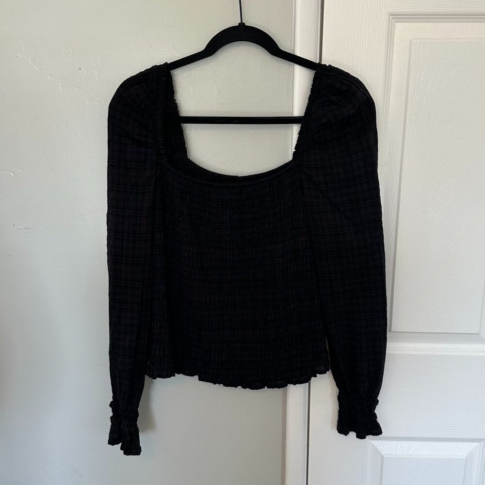 Black Patterned Vero Moda Cinched Blouse Size XL Womens